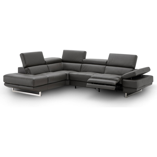 Annalaise Sectional Sofa w/ Left Facing Chaise in Dark Grey Leather